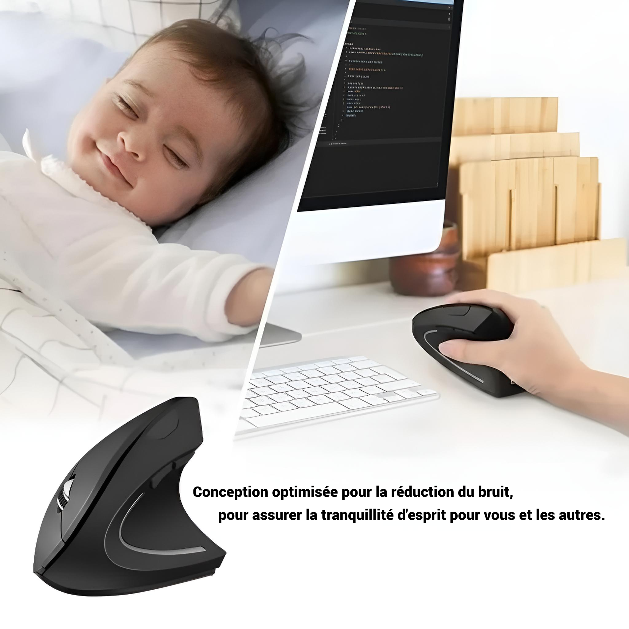 Souris Verticale Ergonomique Sans Fil.